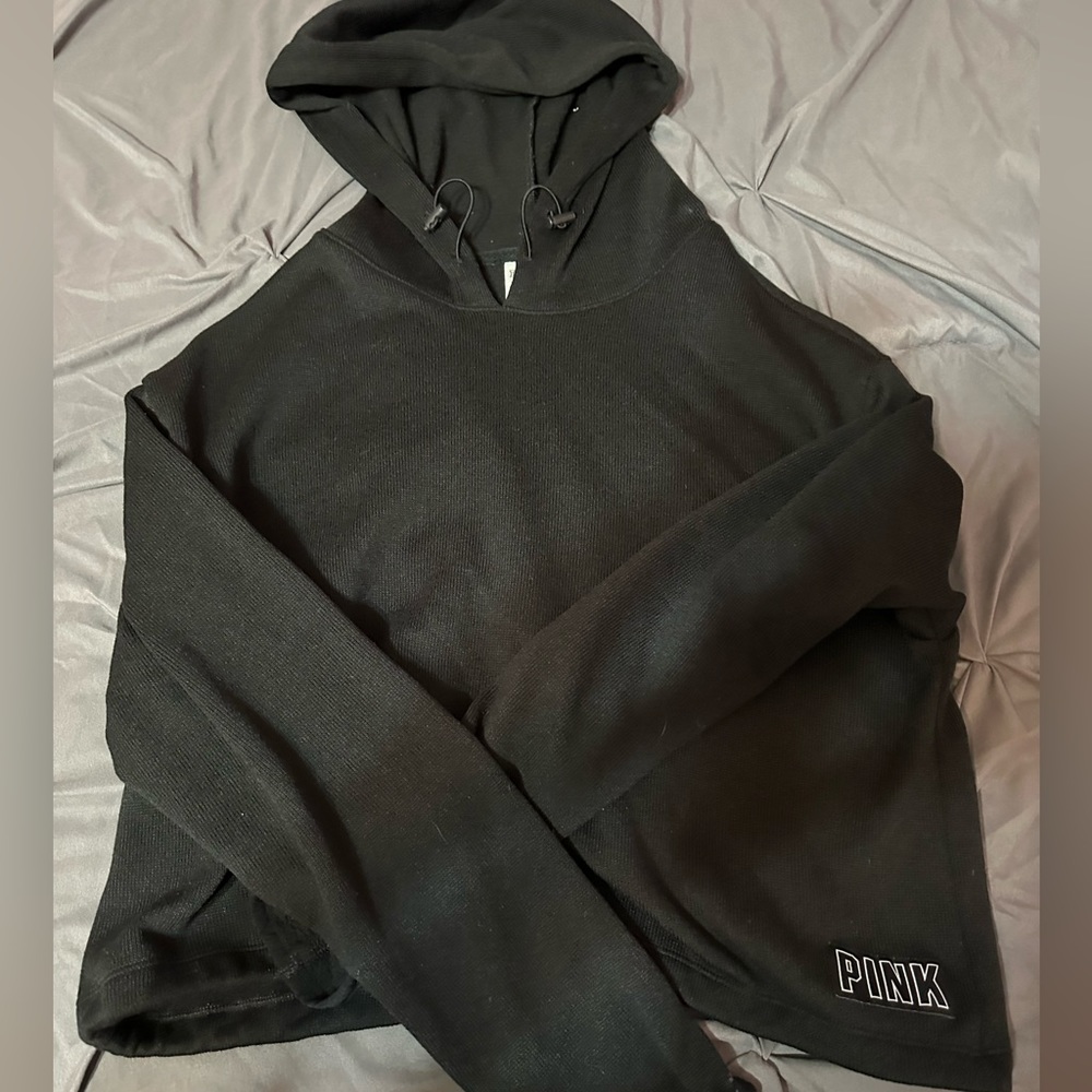 black, victoria secret PINK, hoodie, women’s small.